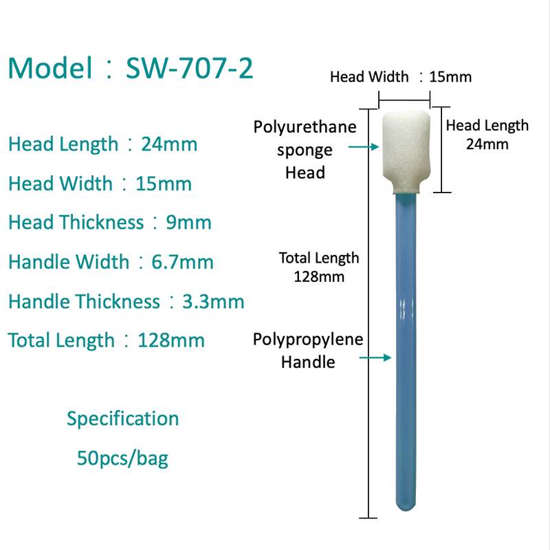 SW-707-2 Rectangular Sponge Head Cleanroom untuk pencetak