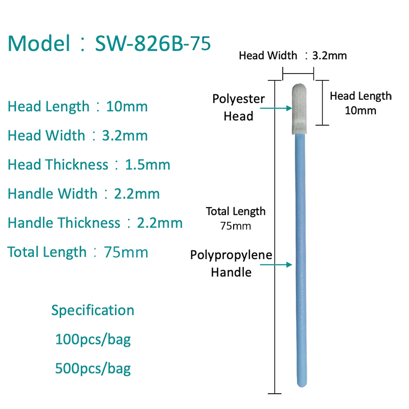 SW-826B-75 Swab Polyester Tahan Kimia
