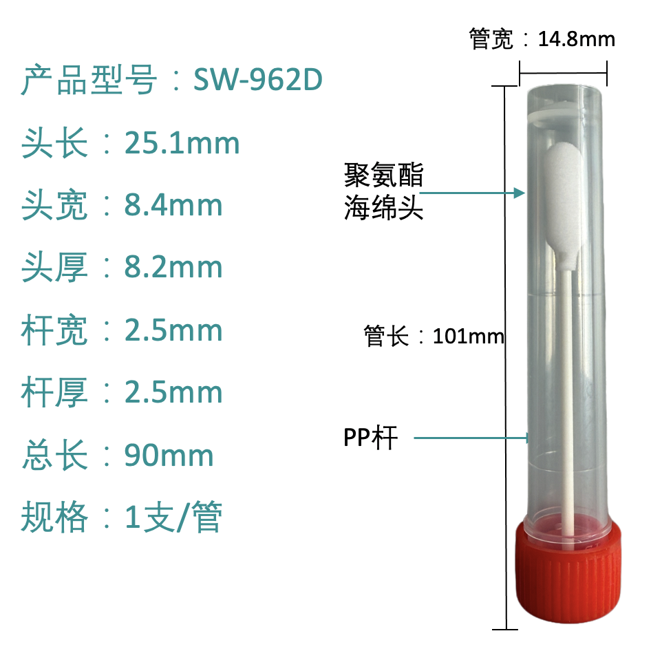 SW-962D Precision Cleaning Swab (Petua buih poliuretana)